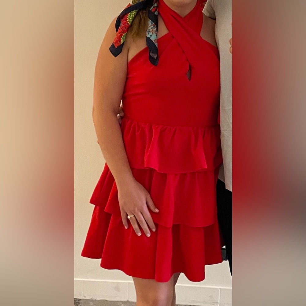 Entro Red Ruffled Halter Dress